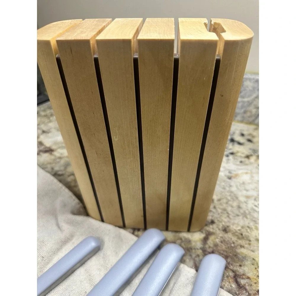 Caraway Home 5-Piece Knife Set with Wooden Block - Gray